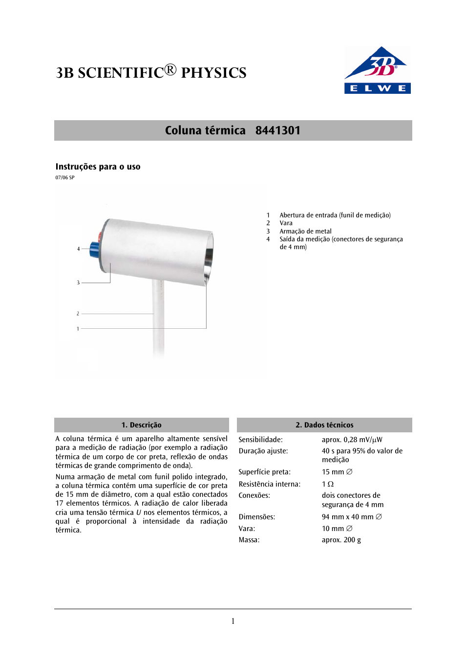 3b scientific® physics | 3B Scientific Radiation of Heat__Thermopile User Manual | Page 11 / 12