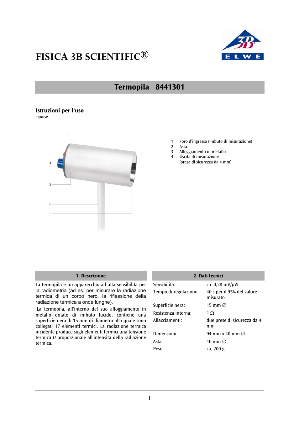 Fisica 3b scientific | 3B Scientific Radiation of Heat__Thermopile User Manual | Page 7 / 12
