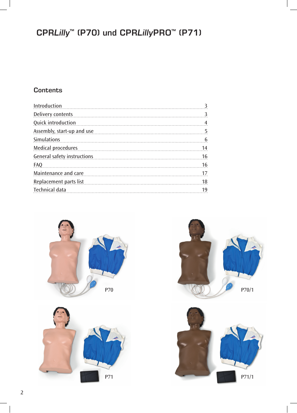 Cpr lilly, P70) und cpr lilly pro, P71) | 3B Scientific CPR Lilly Pro, dark User Manual | Page 2 / 19