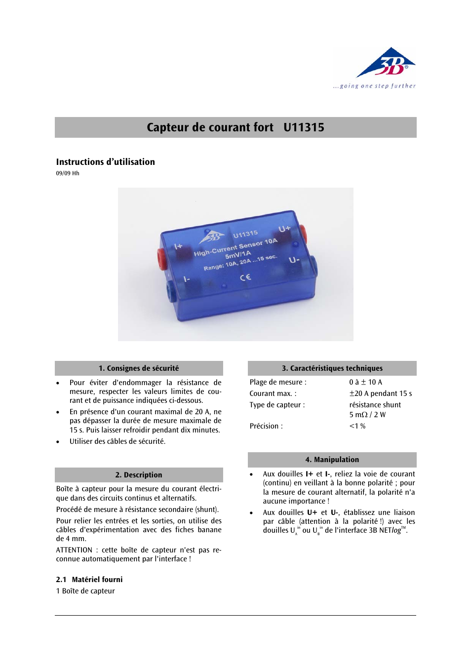 3b scientific, Physics | 3B Scientific High Current Sensor, 10 A User Manual | Page 5 / 12