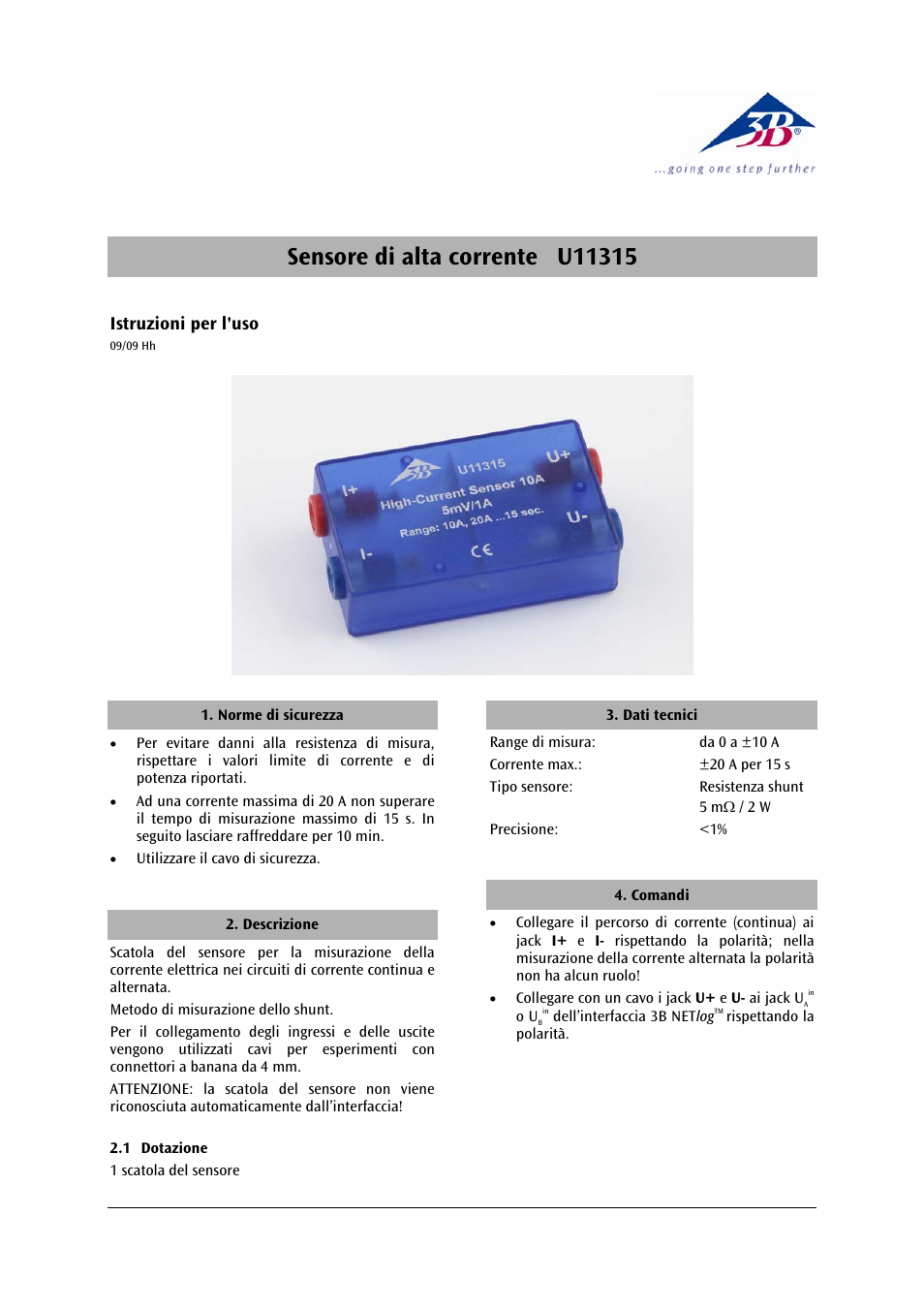 Fisica 3b scientific | 3B Scientific High Current Sensor, 10 A User Manual | Page 7 / 12