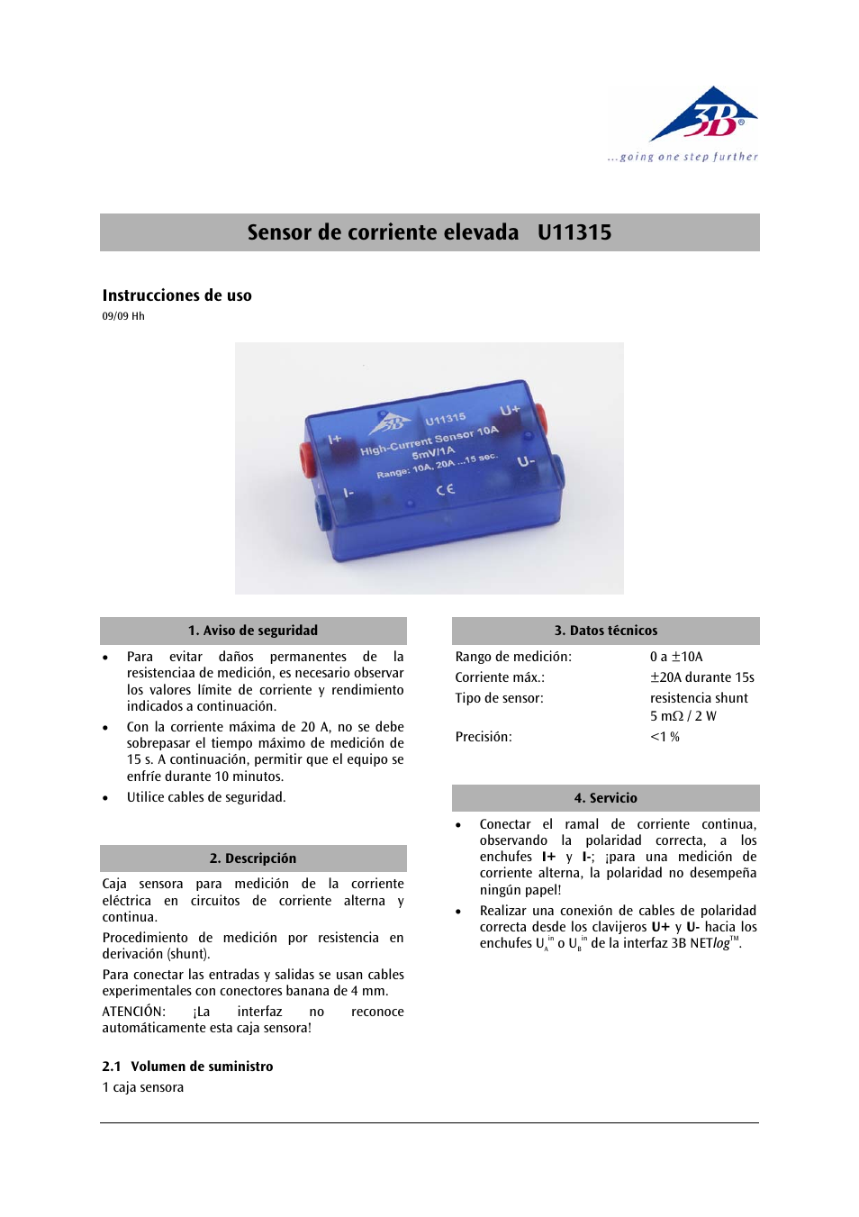 3b scientific, Physics | 3B Scientific High Current Sensor, 10 A User Manual | Page 9 / 12