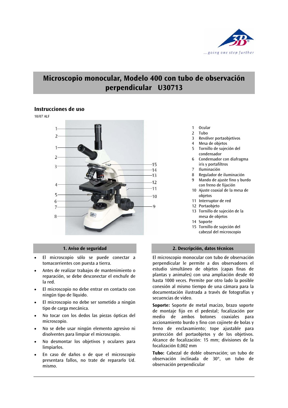 3b scientific, Physics | 3B Scientific Monocular Microscope Model 400 with Vertical Viewing User Manual | Page 13 / 18