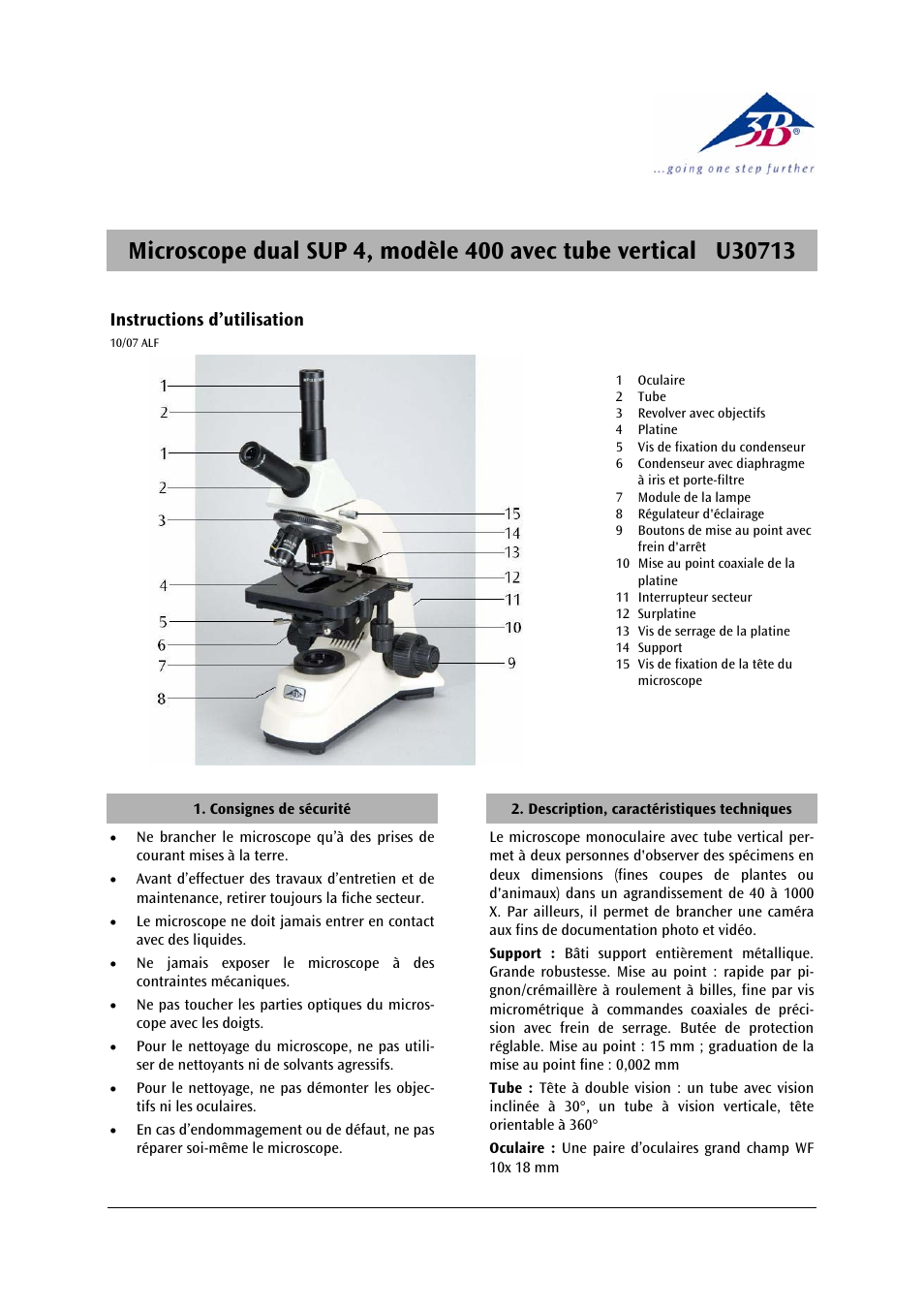 3b scientific, Physics | 3B Scientific Monocular Microscope Model 400 with Vertical Viewing User Manual | Page 7 / 18