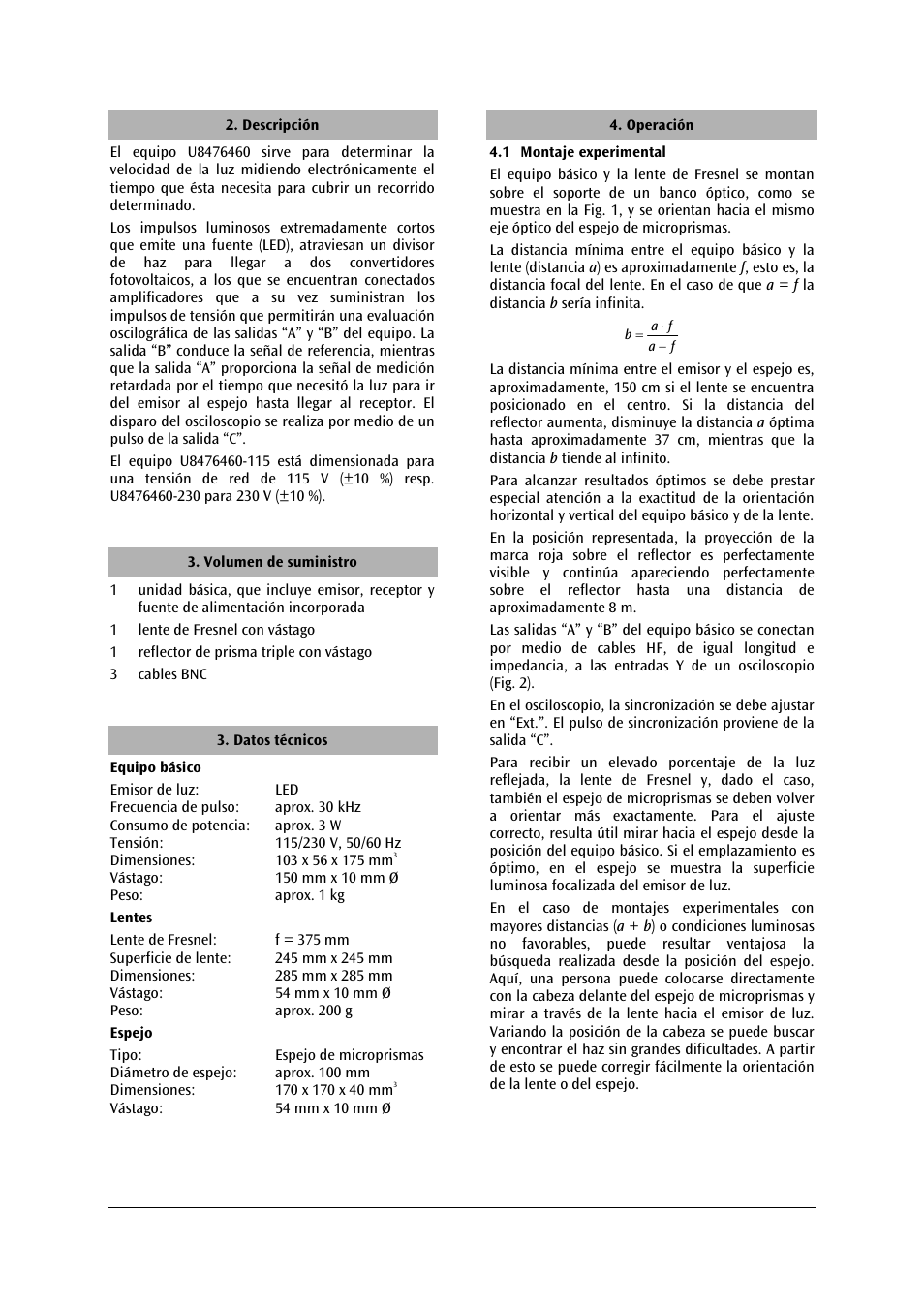 3B Scientific Speed of Light Meter (230 V, 50__60 Hz) User Manual | Page 18 / 24