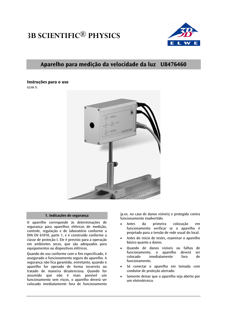 3b scientific® physics | 3B Scientific Speed of Light Meter (230 V, 50__60 Hz) User Manual | Page 21 / 24