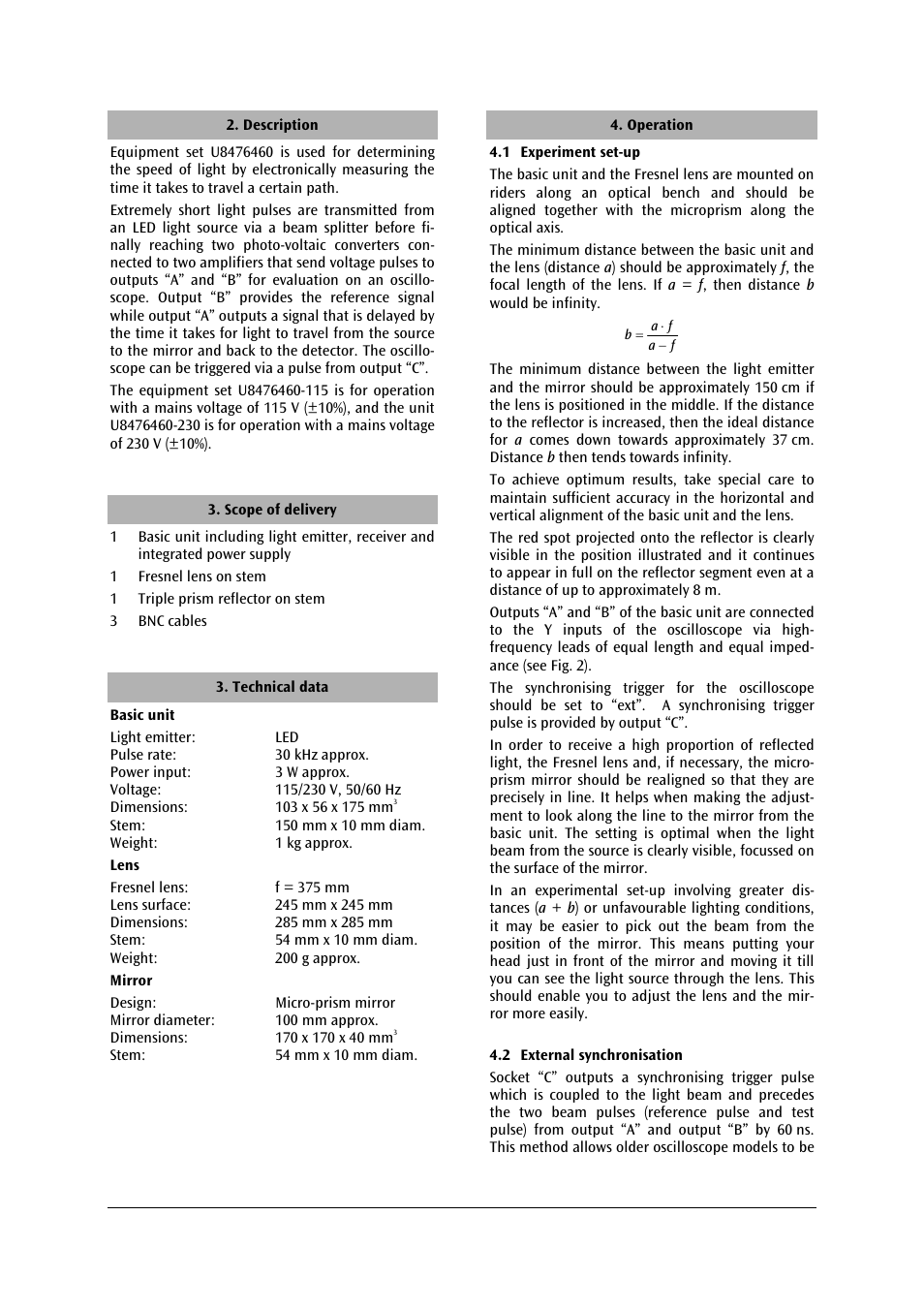 3B Scientific Speed of Light Meter (230 V, 50__60 Hz) User Manual | Page 6 / 24