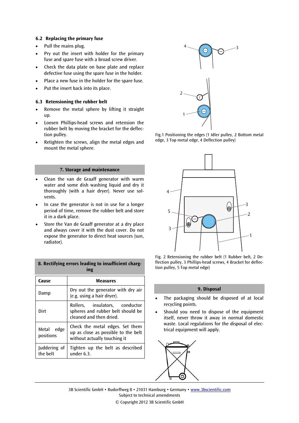 3B Scientific Van de Graaff Generator (230 V, 50__60 Hz) User Manual | Page 3 / 4