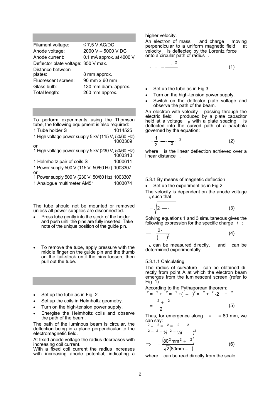 3B Scientific Teltron Thomson Tube S User Manual | Page 2 / 6