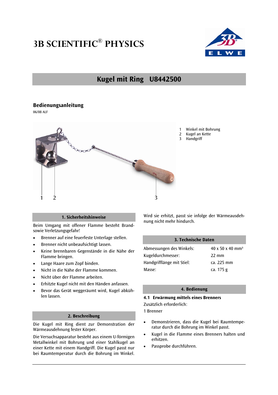 3B Scientific Ball with Ring User Manual | 12 pages