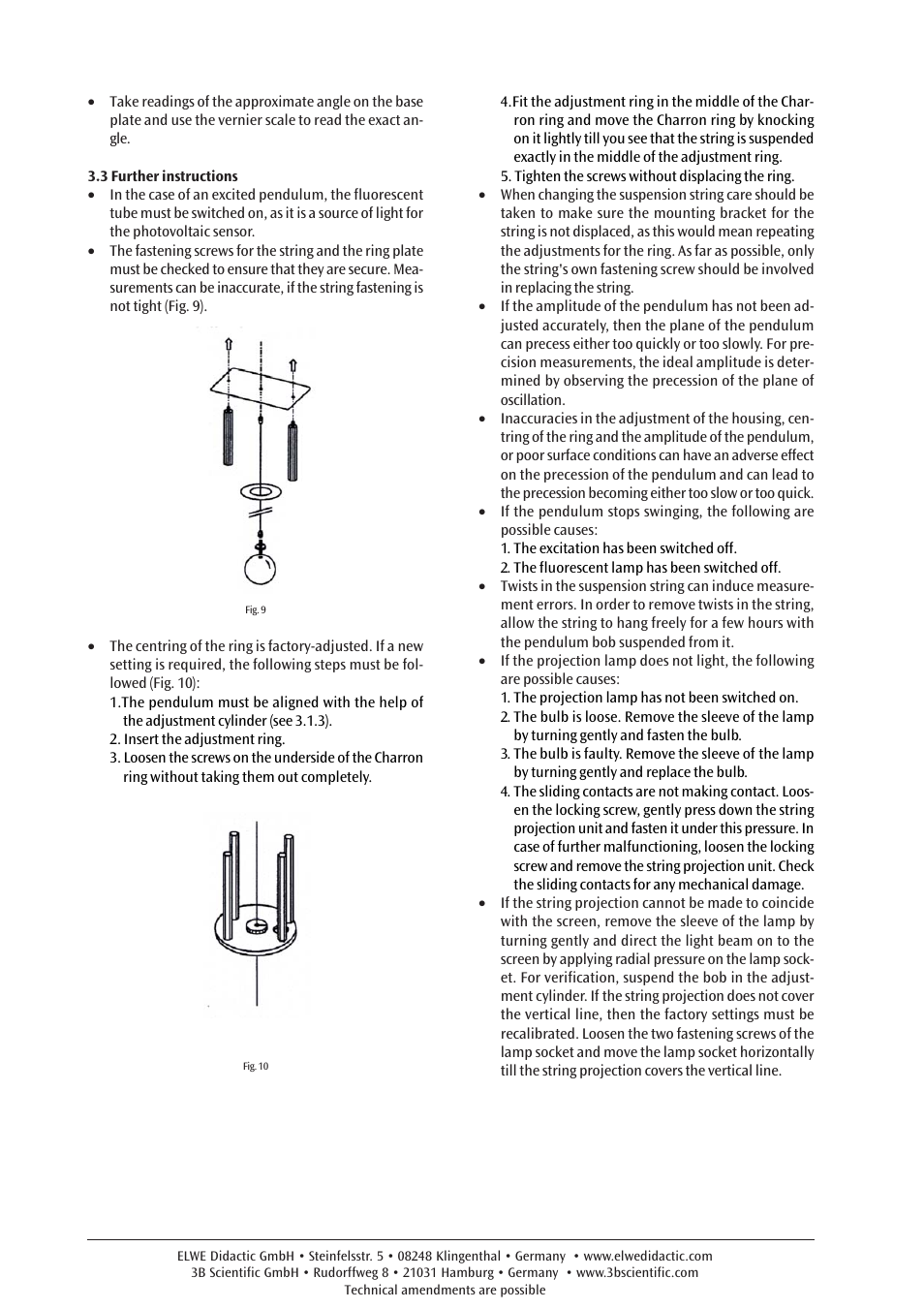 3B Scientific Foucault Pendulum (230 V, 50__60 Hz) User Manual | Page 10 / 30