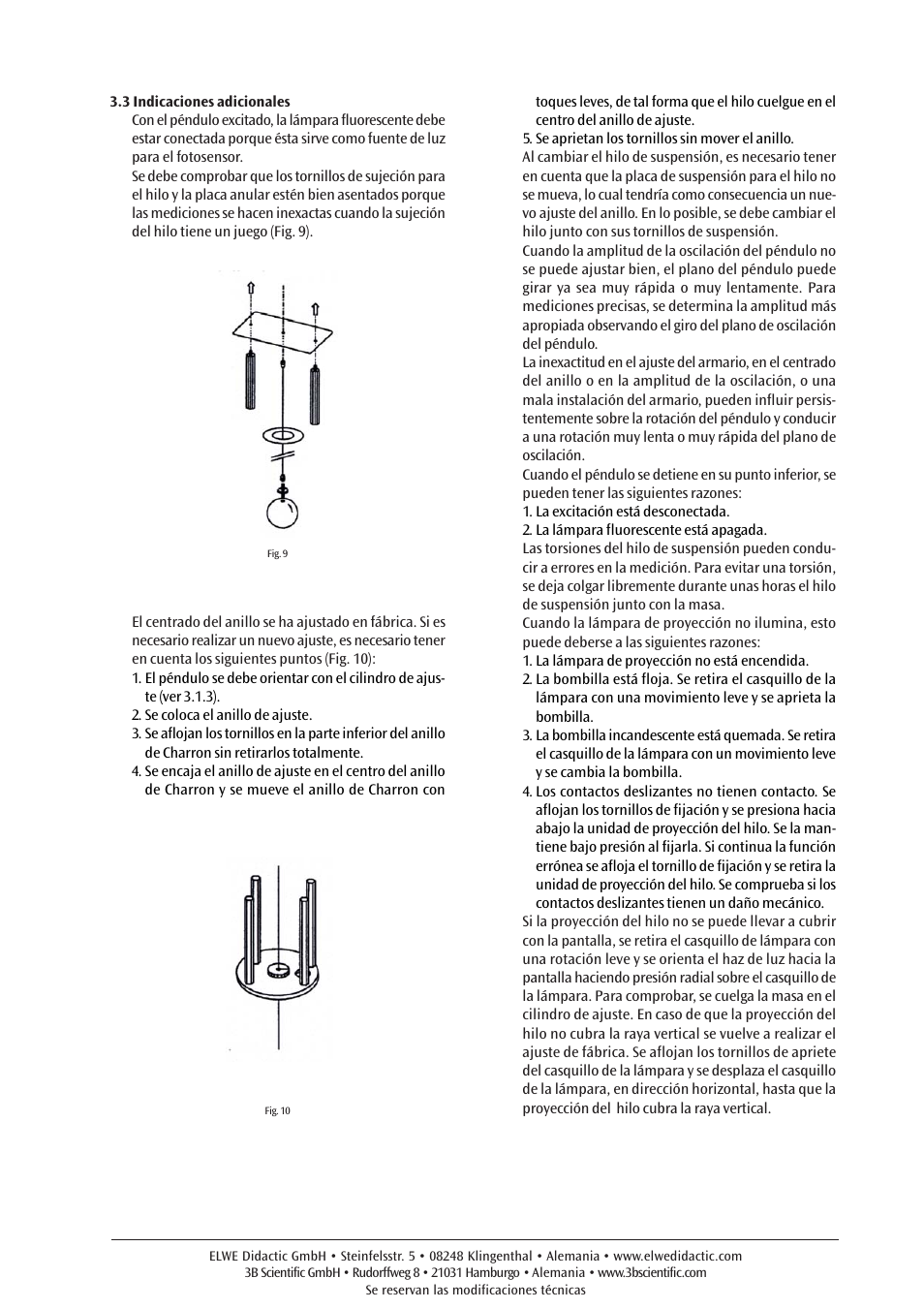 3B Scientific Foucault Pendulum (230 V, 50__60 Hz) User Manual | Page 25 / 30