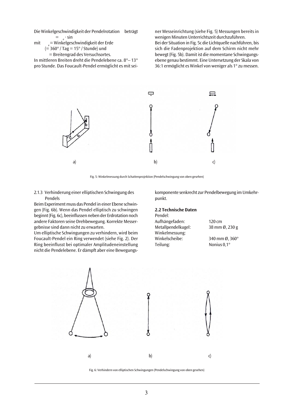 3B Scientific Foucault Pendulum (230 V, 50__60 Hz) User Manual | Page 3 / 30