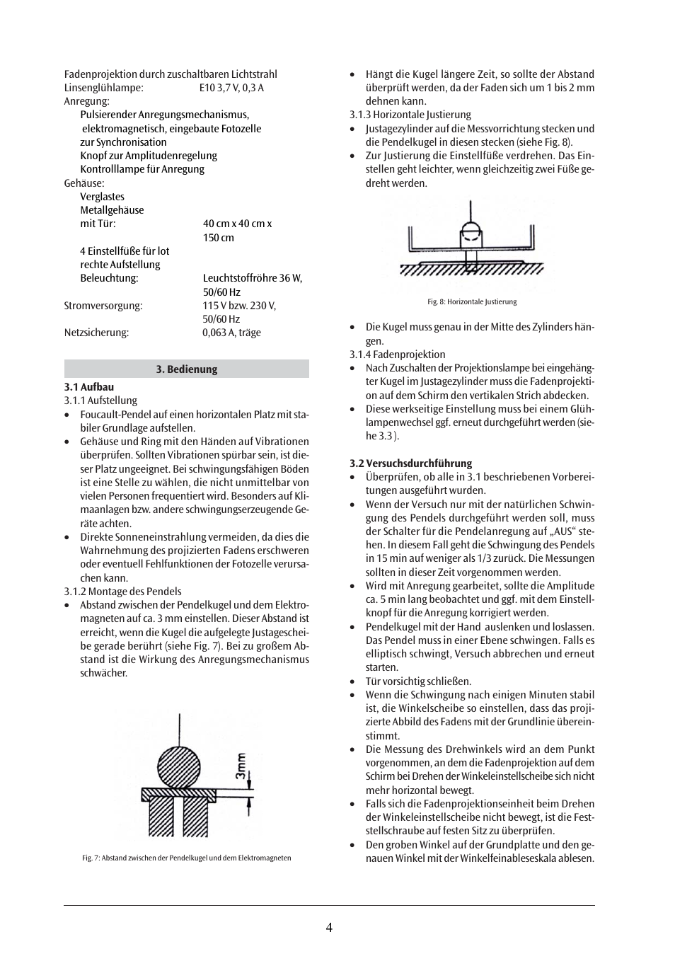 3B Scientific Foucault Pendulum (230 V, 50__60 Hz) User Manual | Page 4 / 30