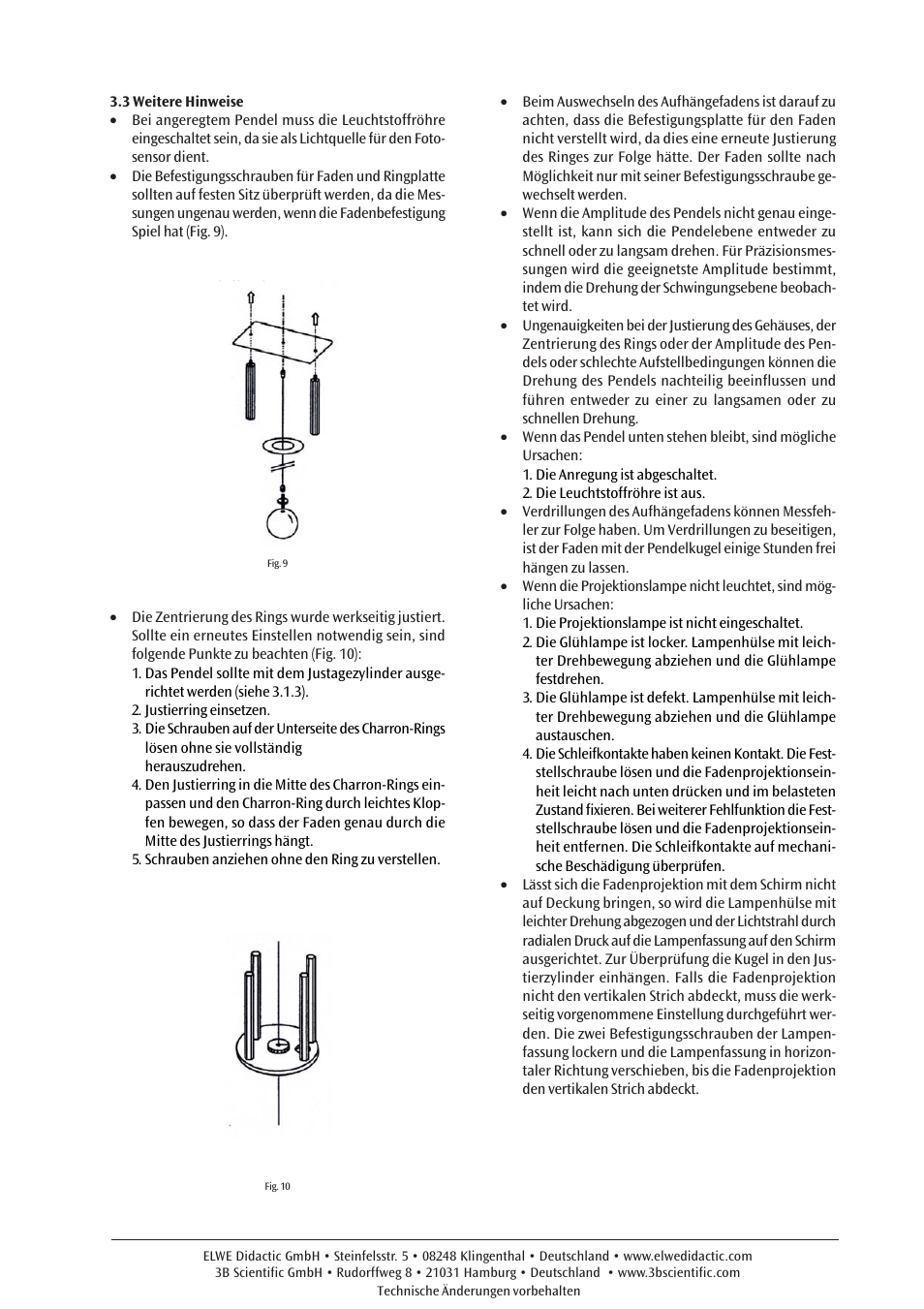 3B Scientific Foucault Pendulum (230 V, 50__60 Hz) User Manual | Page 5 / 30