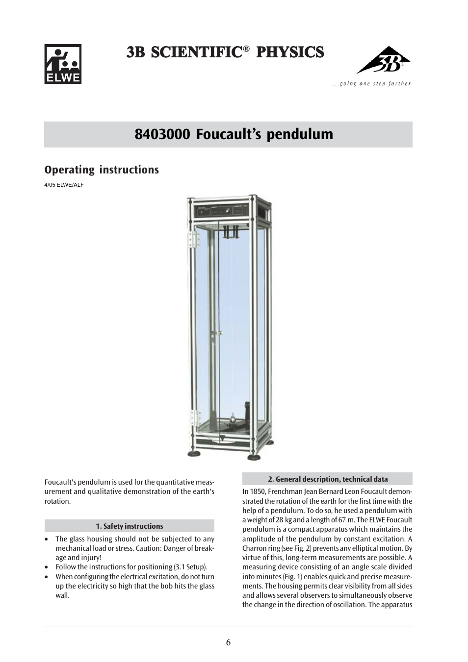 3B Scientific Foucault Pendulum (230 V, 50__60 Hz) User Manual | Page 6 / 30
