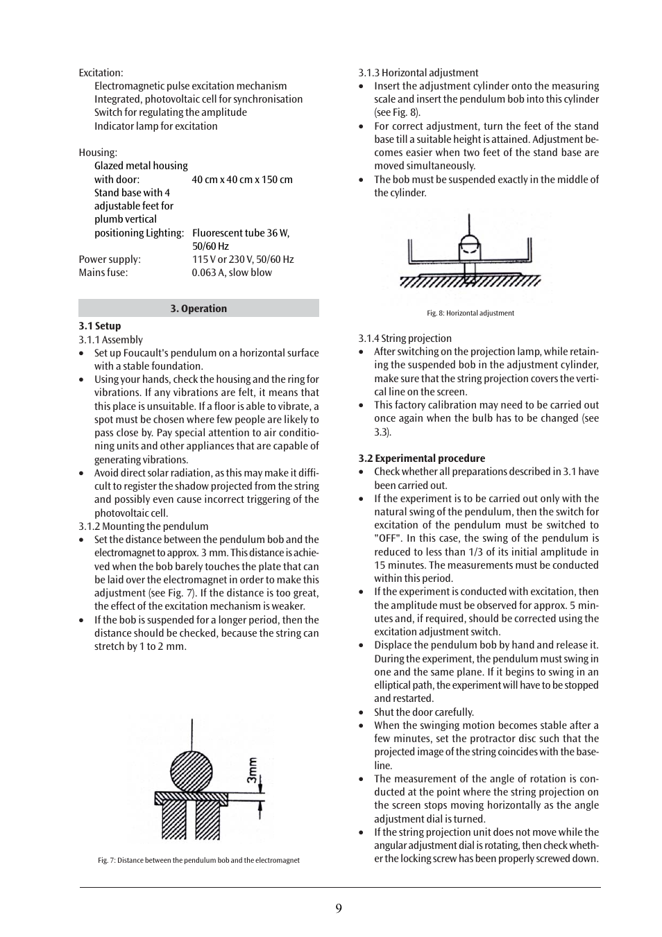 3B Scientific Foucault Pendulum (230 V, 50__60 Hz) User Manual | Page 9 / 30