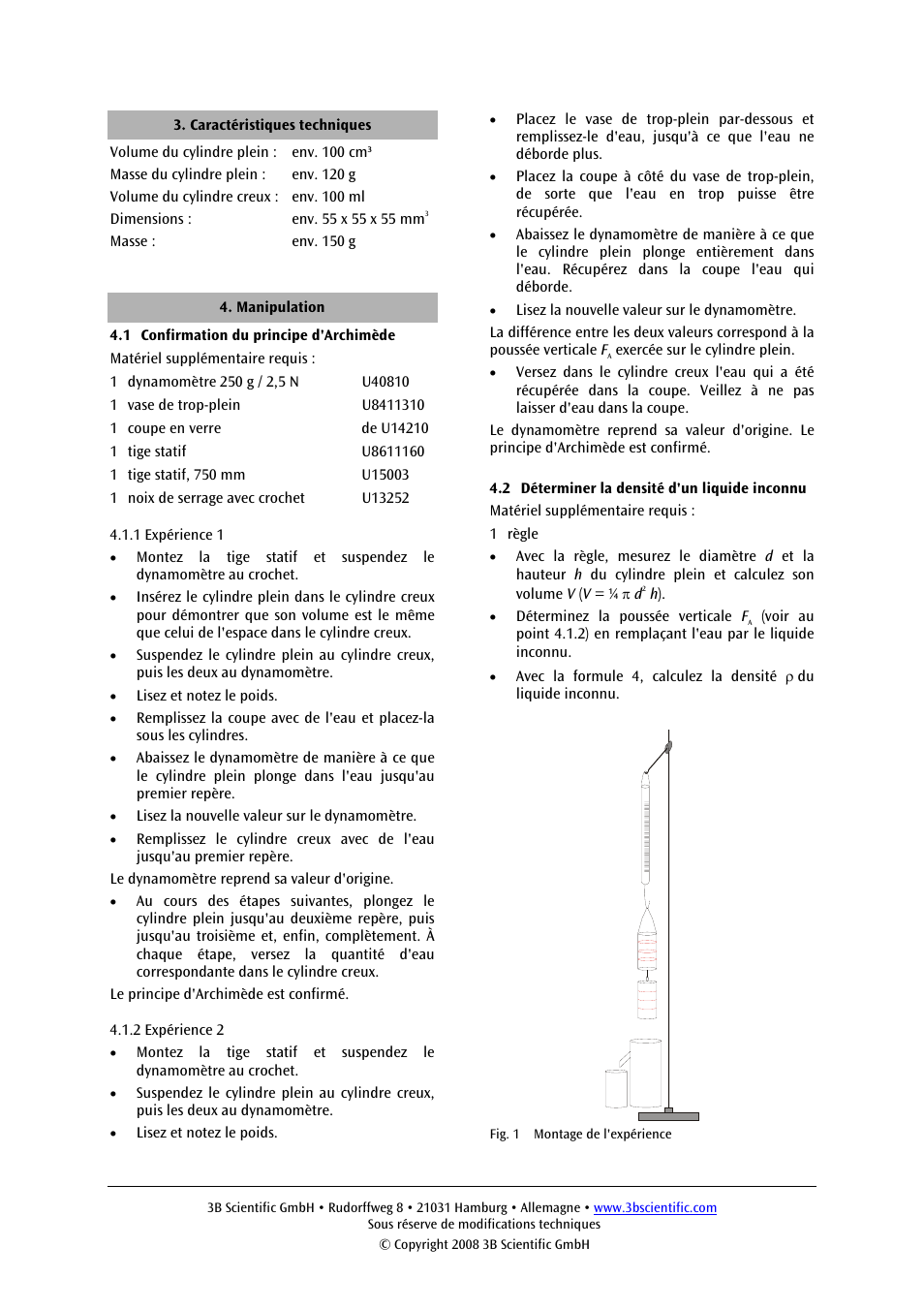 3B Scientific Device for Archimedes' Principle User Manual | Page 6 / 12