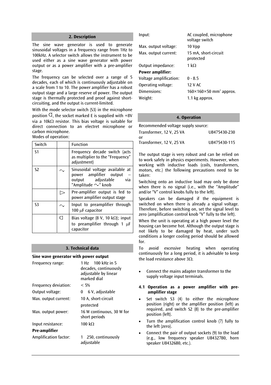 3B Scientific Sine Wave Generator User Manual | Page 2 / 4