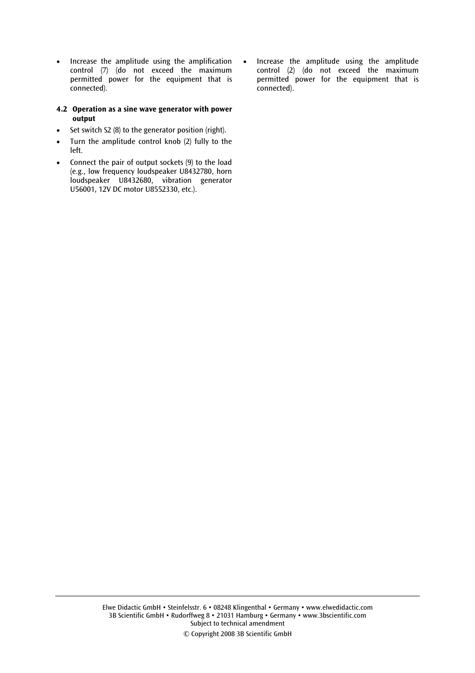 3B Scientific Sine Wave Generator User Manual | Page 3 / 4