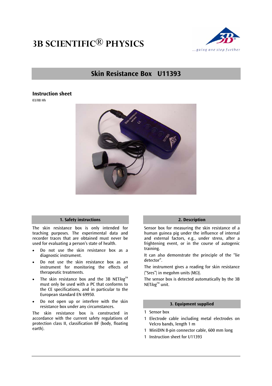 3b scientific® physics | 3B Scientific Skin Resistance Box User Manual | Page 5 / 24