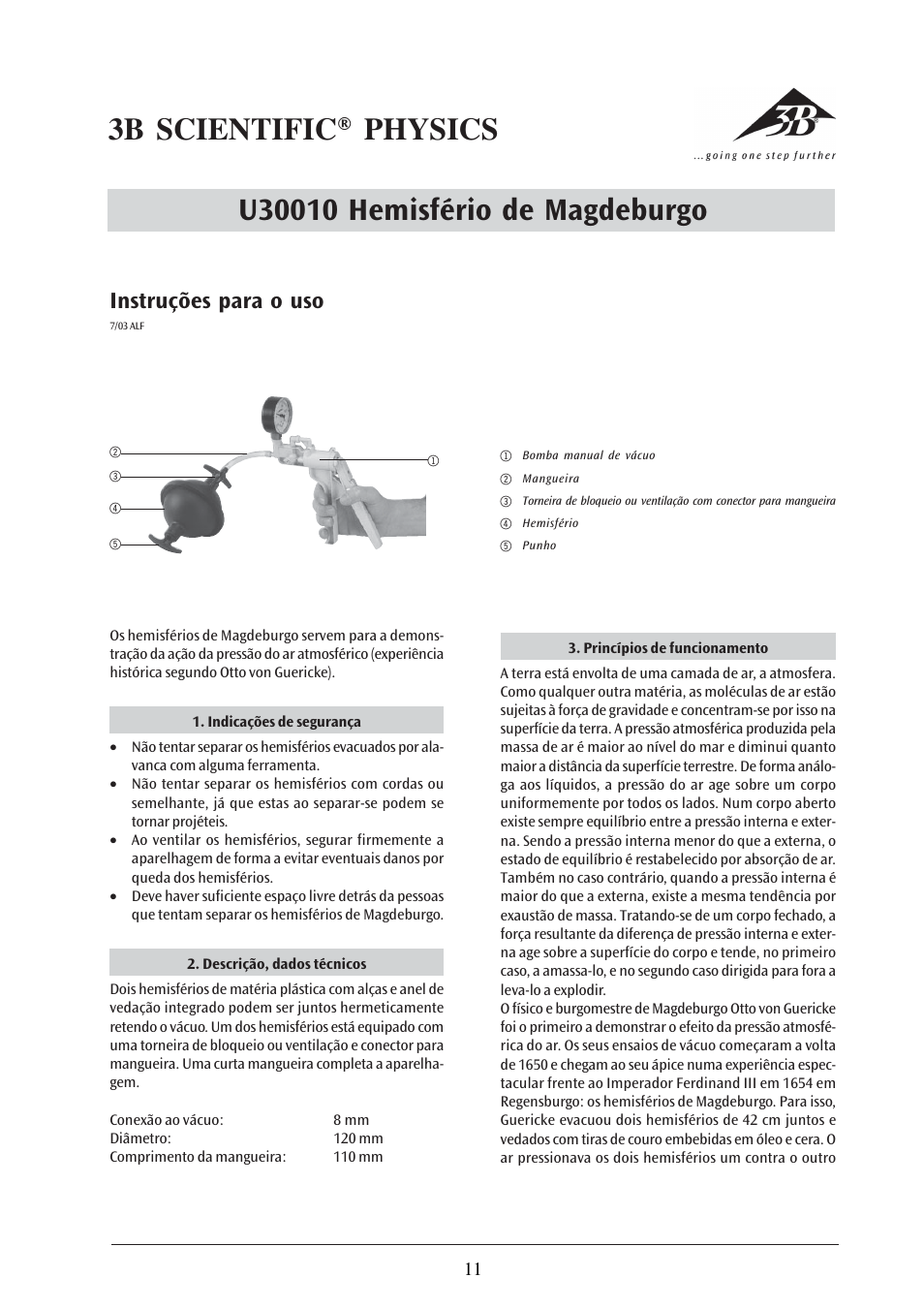 Instruções para o uso | 3B Scientific Magdeburg Hemispheres User Manual | Page 11 / 12