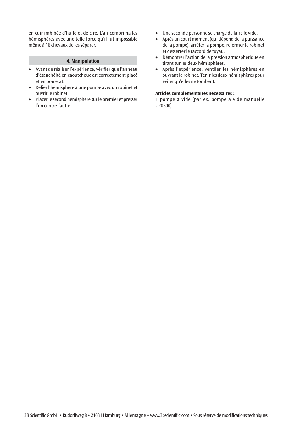 3B Scientific Magdeburg Hemispheres User Manual | Page 6 / 12