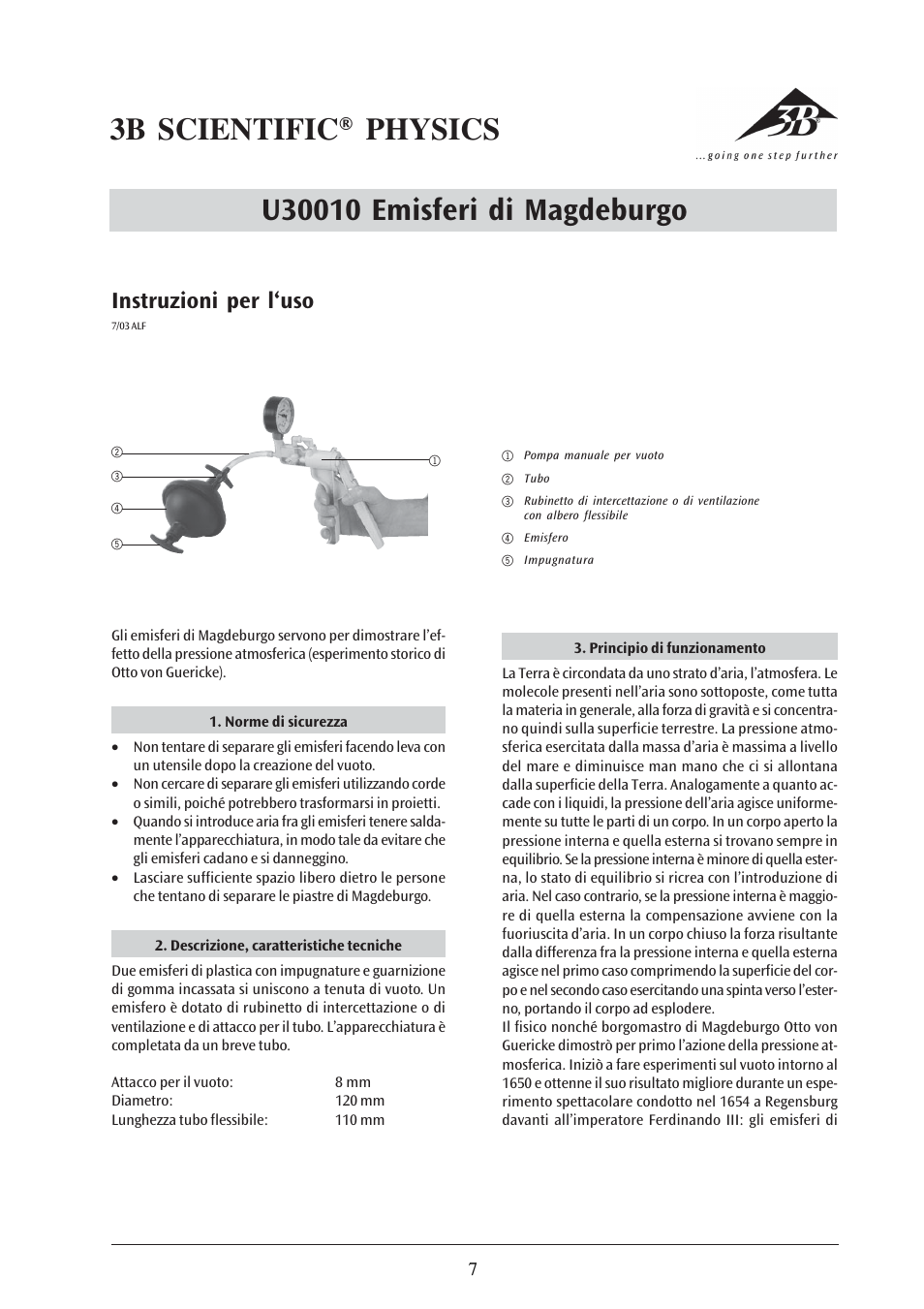 Instruzioni per l‘uso | 3B Scientific Magdeburg Hemispheres User Manual | Page 7 / 12