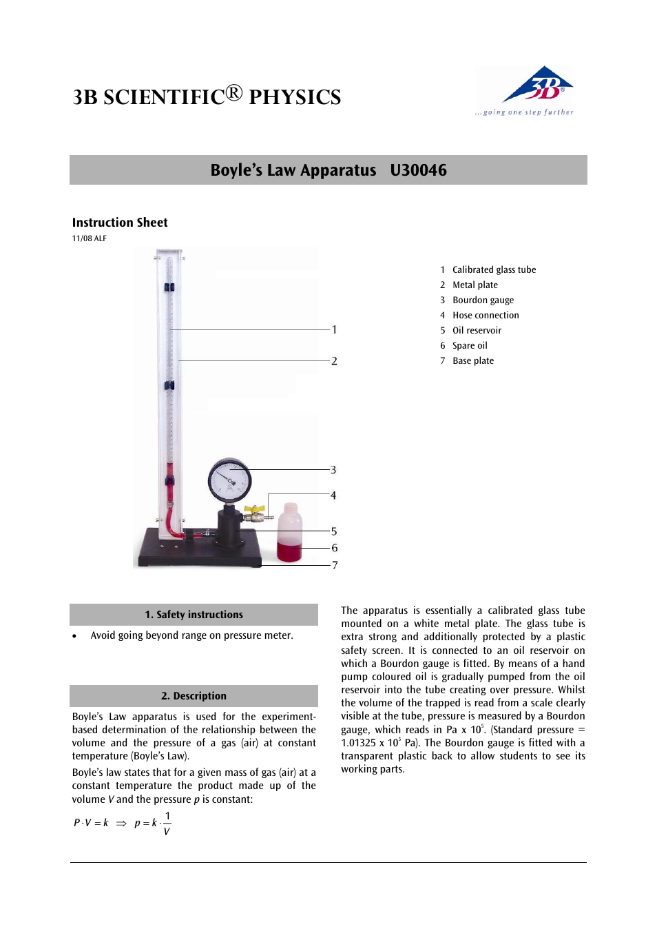 3B Scientific Boyle's Law Apparatus S User Manual | 2 pages