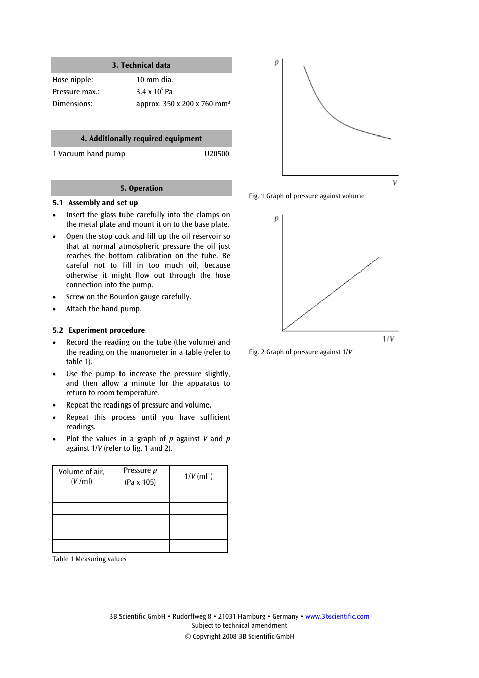 3B Scientific Boyle's Law Apparatus S User Manual | Page 2 / 2