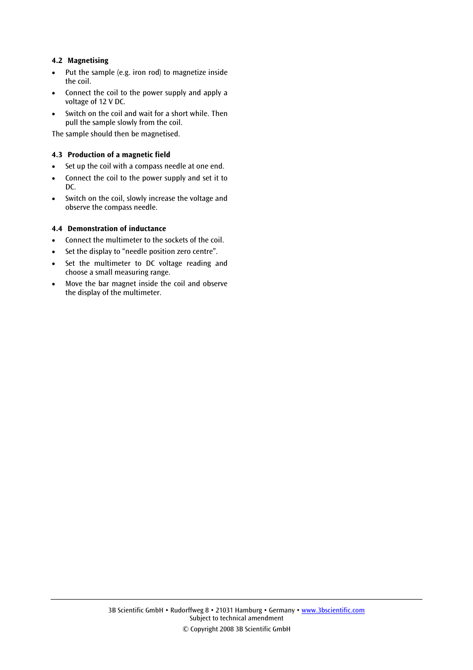 3B Scientific Magnetizing and Demagnetizing Coil User Manual | Page 2 / 2