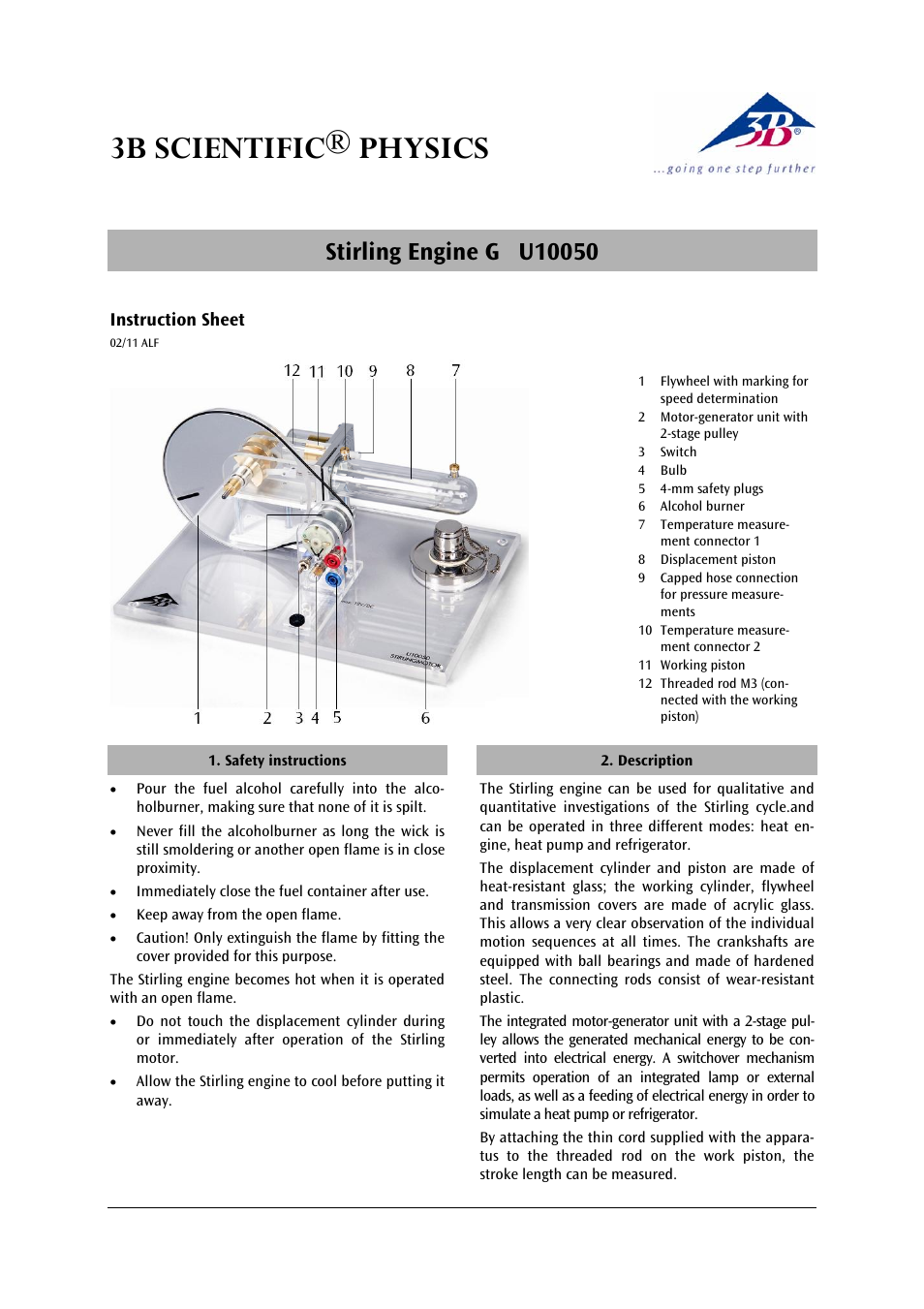 3B Scientific Stirling Engine G User Manual | 4 pages