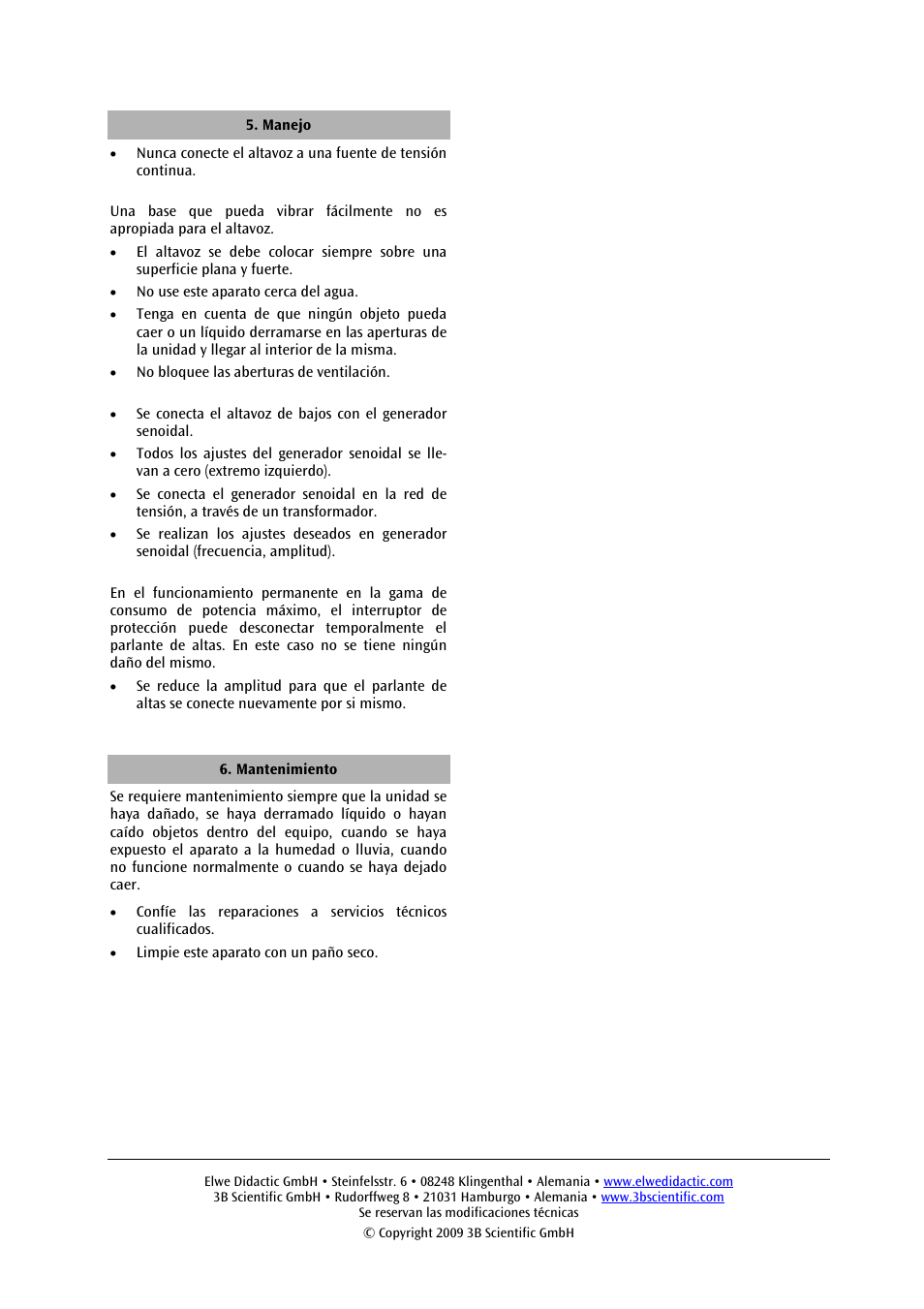3B Scientific Wide-Band Loudspeaker User Manual | Page 10 / 12