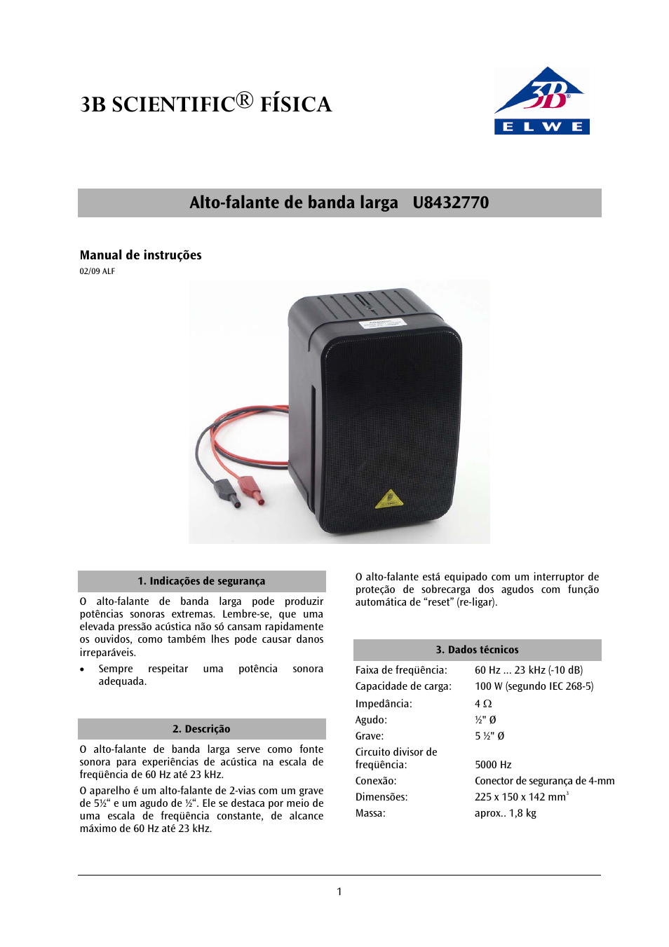 3b scientific® física | 3B Scientific Wide-Band Loudspeaker User Manual | Page 11 / 12