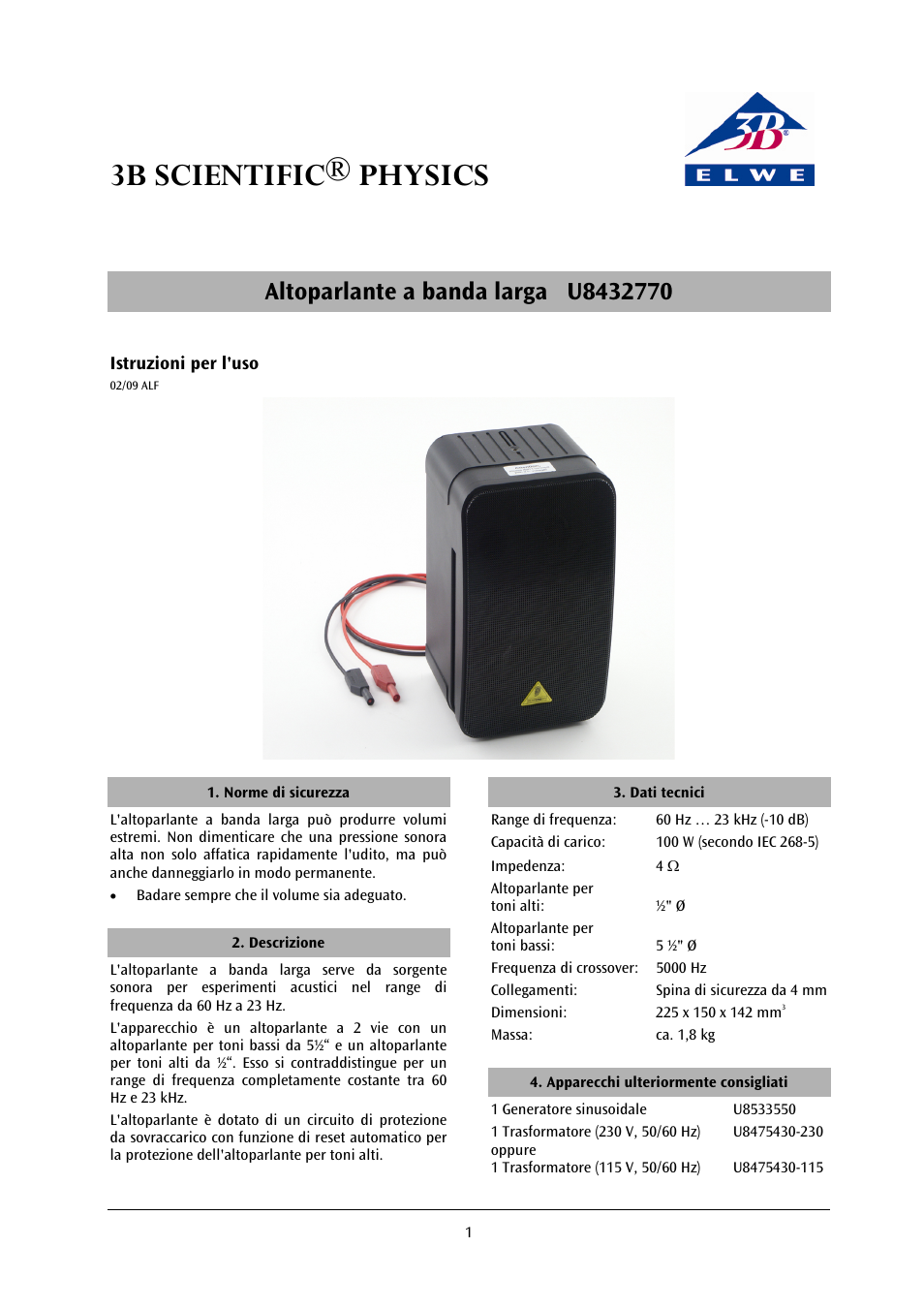 3b scientific® physics | 3B Scientific Wide-Band Loudspeaker User Manual | Page 7 / 12