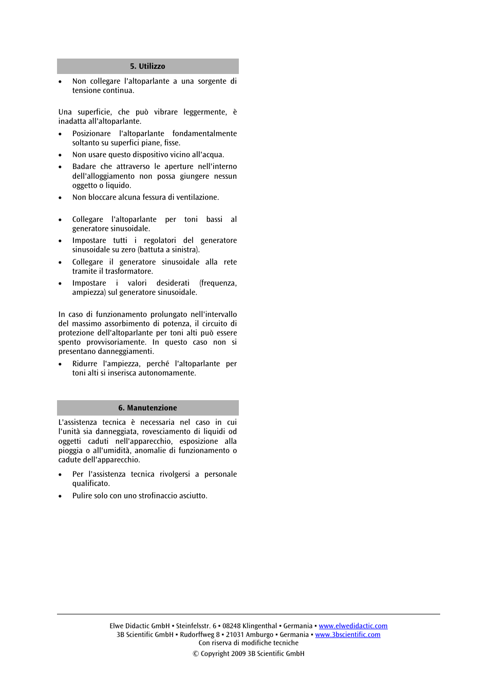 3B Scientific Wide-Band Loudspeaker User Manual | Page 8 / 12