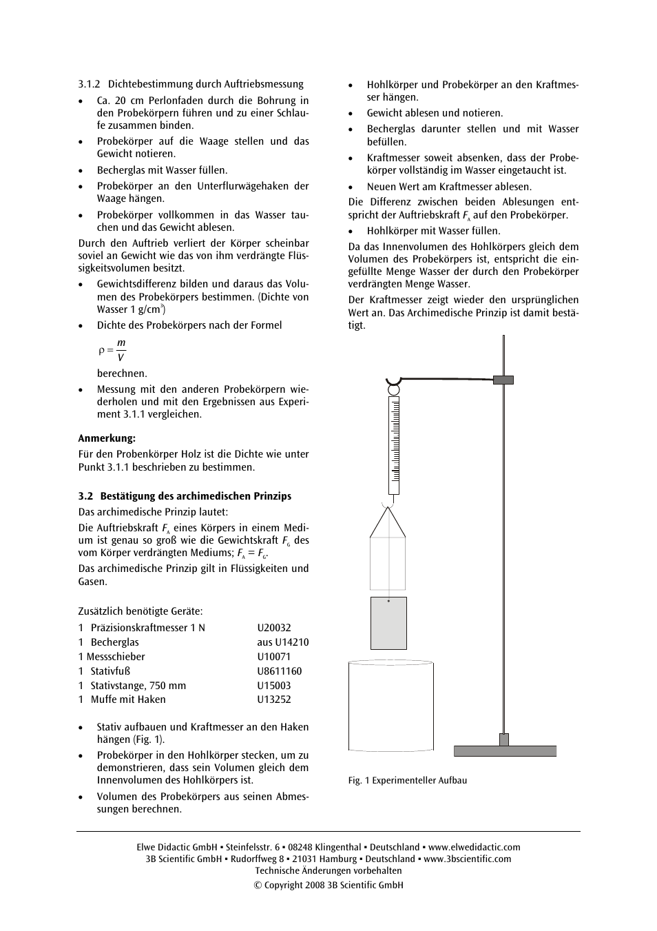 3B Scientific Set of 5 Density Bodies User Manual | Page 2 / 12