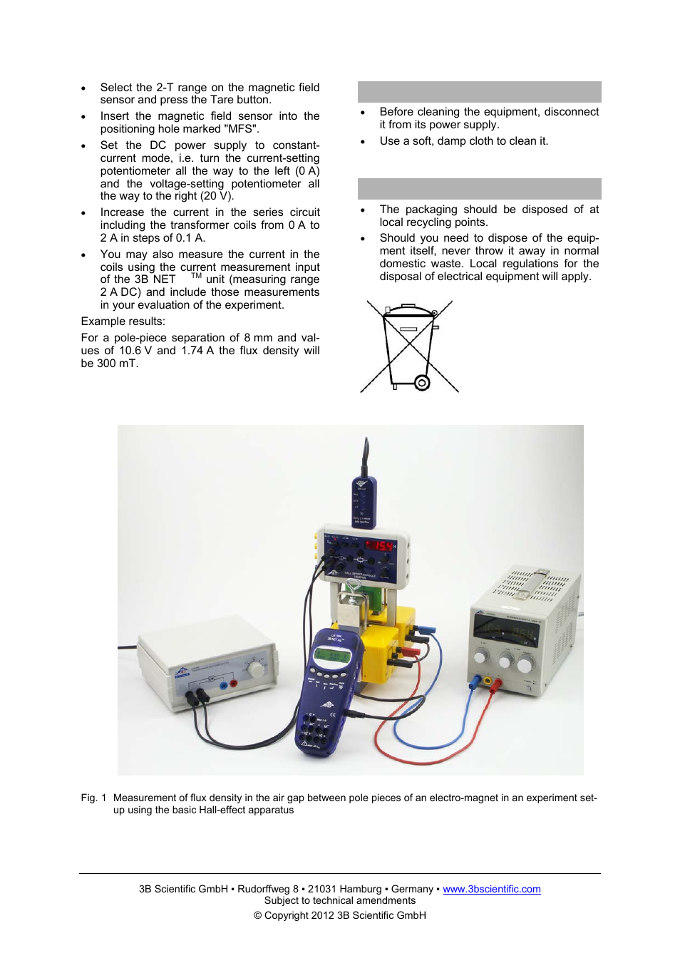 3B Scientific Magnetic Field Sensor ±2000 mT User Manual | Page 3 / 4