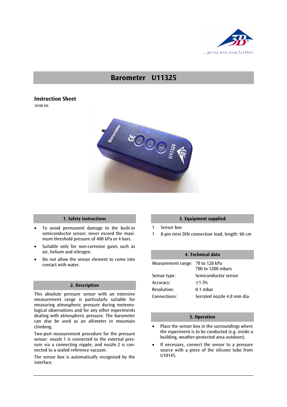 3B Scientific Barometer User Manual | 2 pages