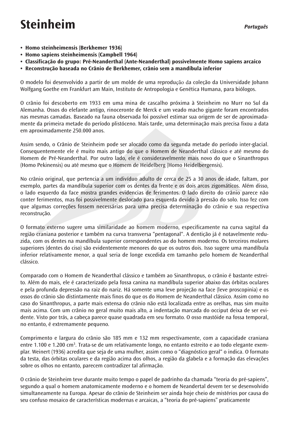 Steinheim | 3B Scientific Anthropological Skull Model - Steinheim User Manual | Page 10 / 16