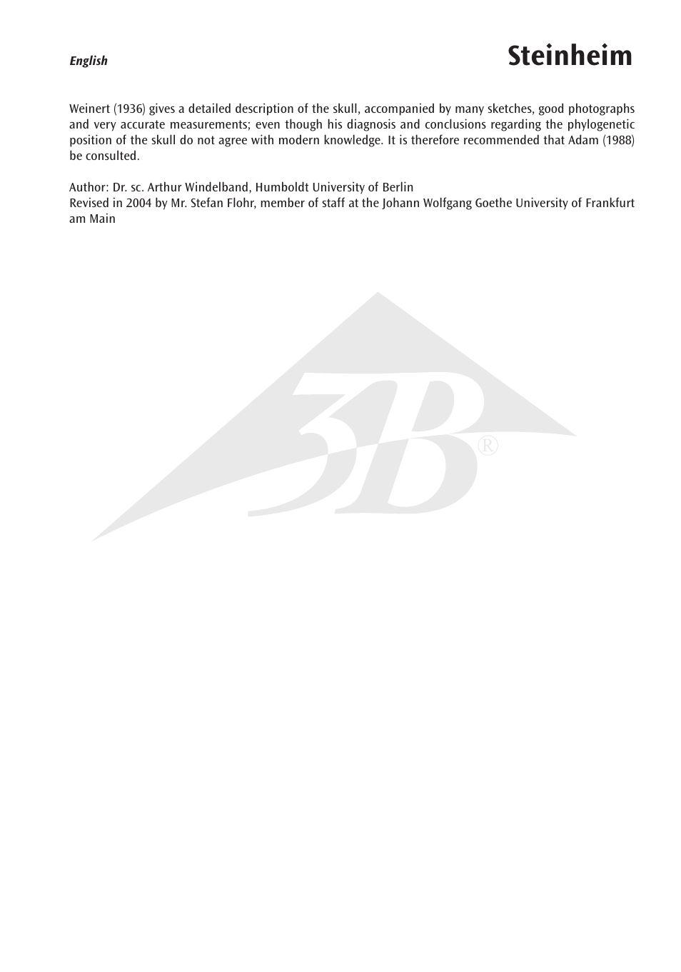 Steinheim | 3B Scientific Anthropological Skull Model - Steinheim User Manual | Page 3 / 16