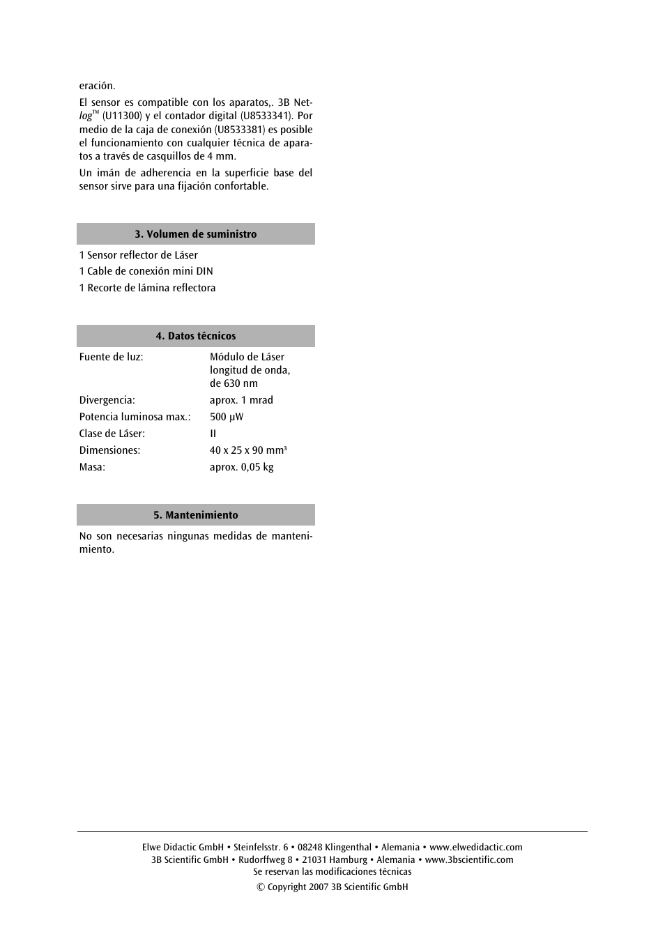 3B Scientific Laser Reflection Sensor User Manual | Page 10 / 12