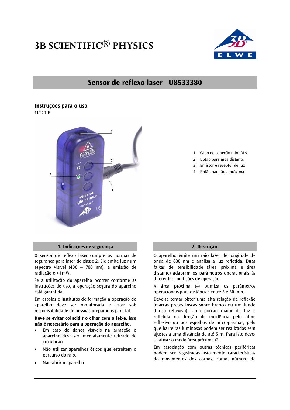 3b scientific® physics | 3B Scientific Laser Reflection Sensor User Manual | Page 11 / 12