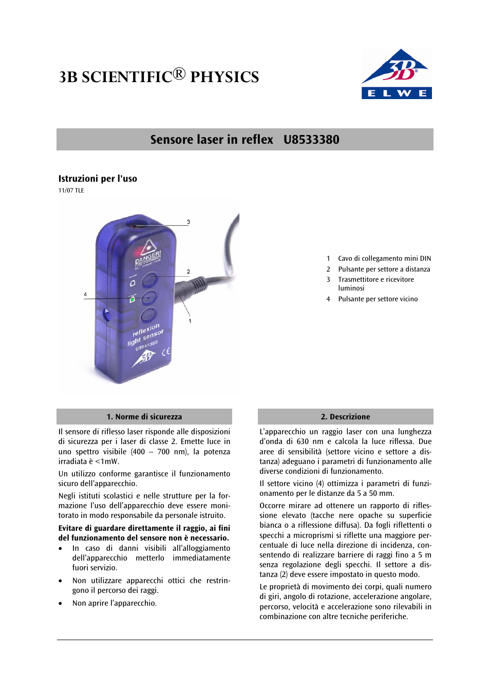 3b scientific® physics | 3B Scientific Laser Reflection Sensor User Manual | Page 7 / 12