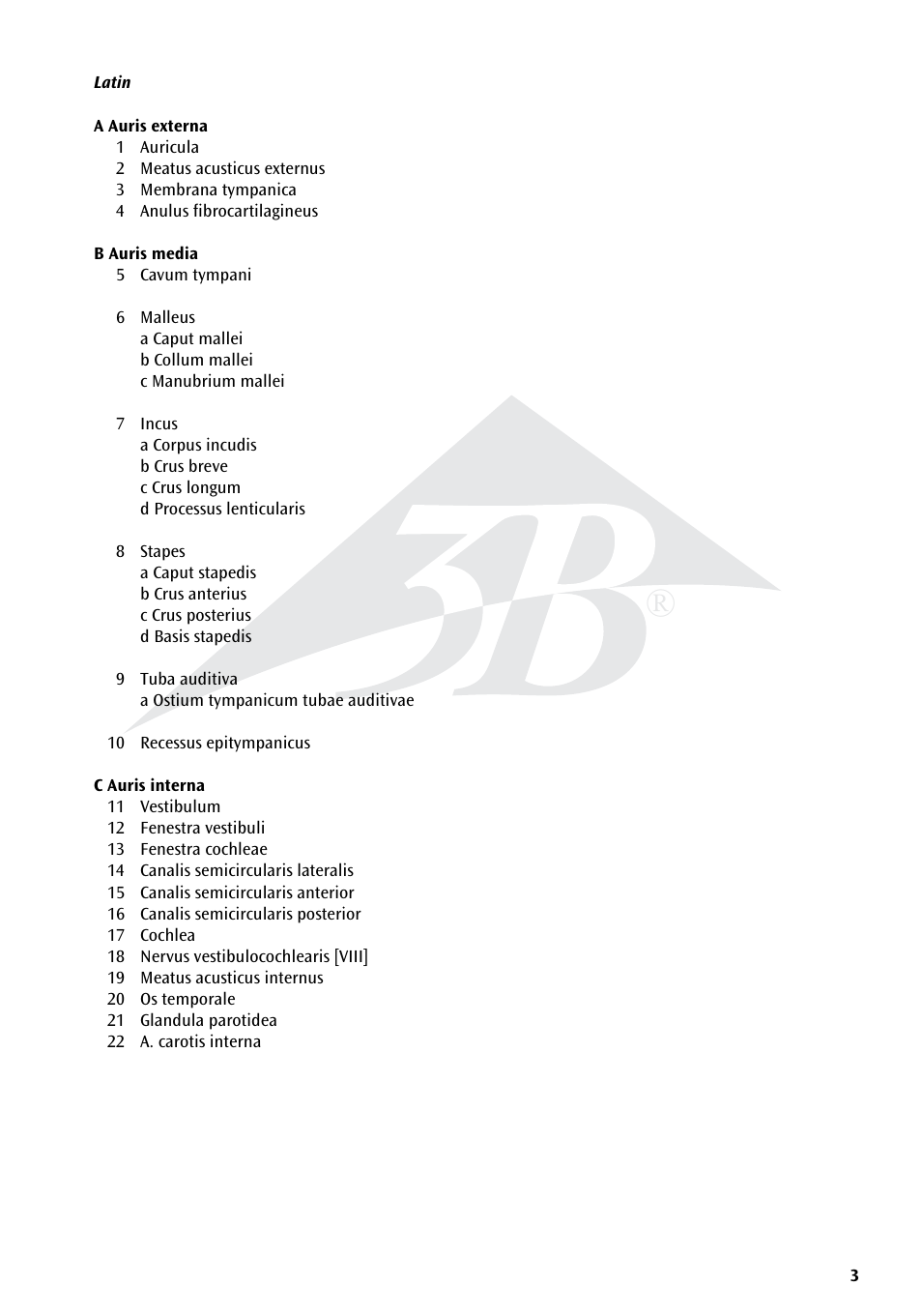 3B Scientific Giant Ear Model, 5 times full-size, 3 part User Manual | Page 3 / 16