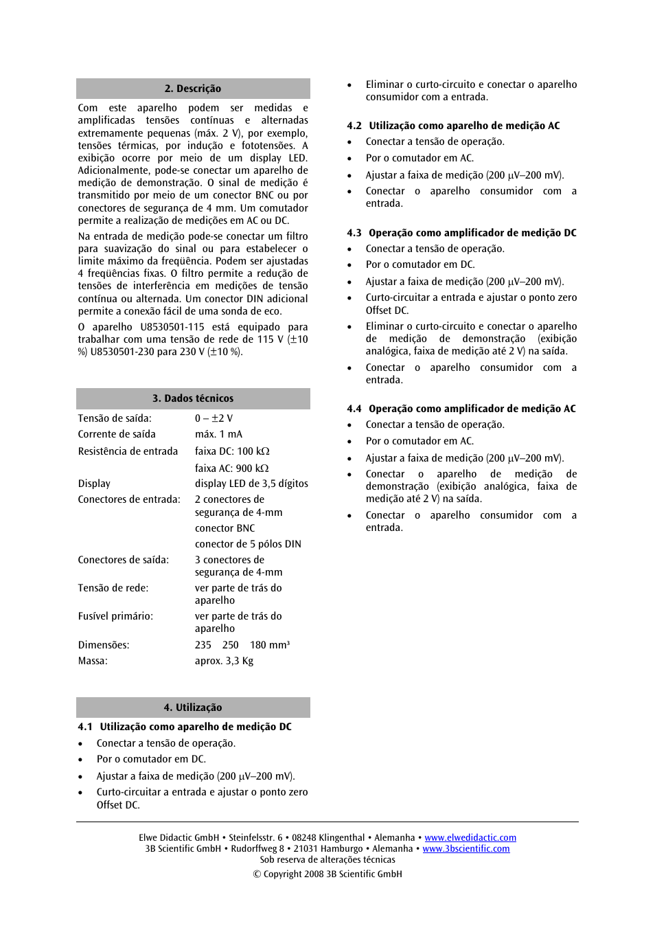 3B Scientific Microvoltmeter (230 V, 50__60 Hz) User Manual | Page 12 / 12