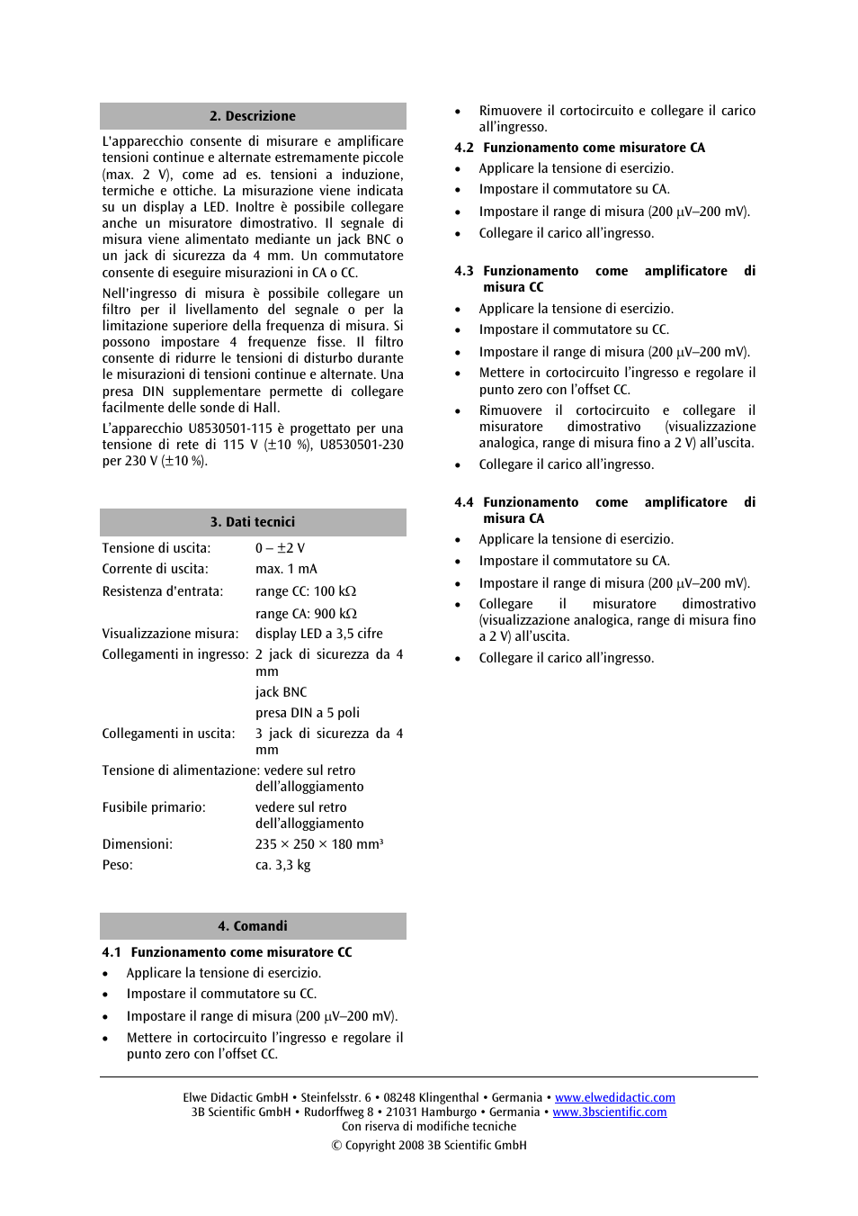 3B Scientific Microvoltmeter (230 V, 50__60 Hz) User Manual | Page 8 / 12