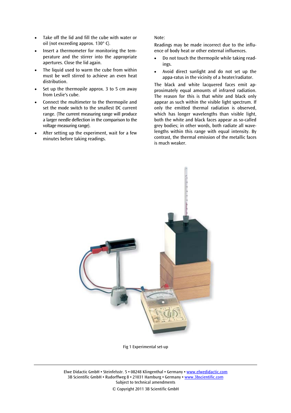 3B Scientific Radiation of Heat__Leslie's Cube User Manual | Page 2 / 2