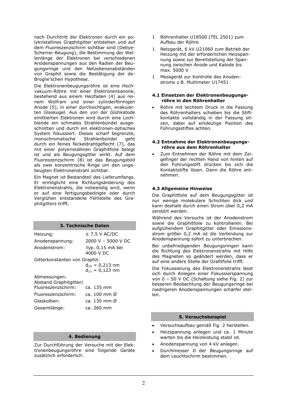 3B Scientific Teltron Electron Diffraction Tube S User Manual | Page 2 / 24