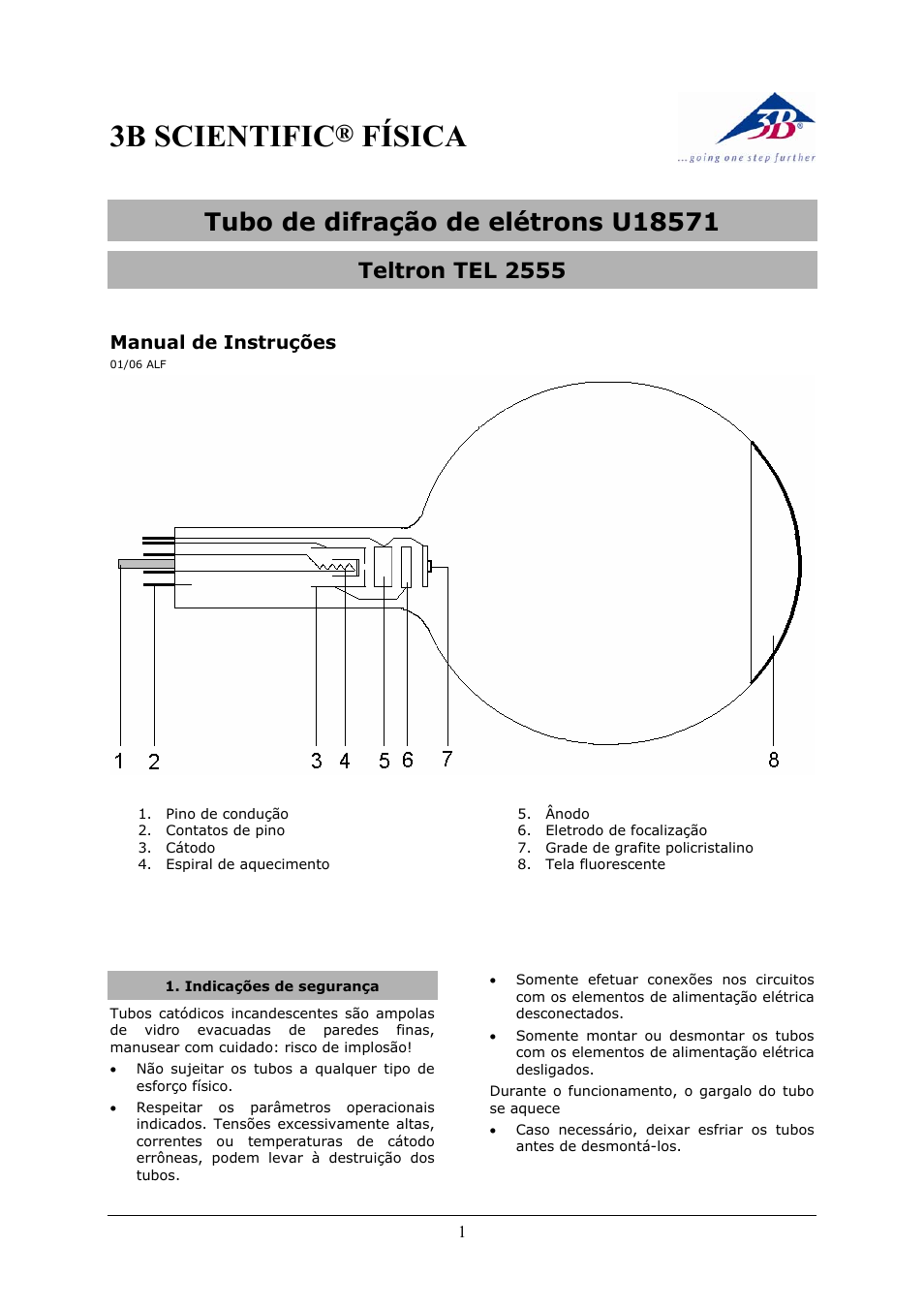 3b scientific, Física, Teltron tel 2555 | 3B Scientific Teltron Electron Diffraction Tube S User Manual | Page 21 / 24